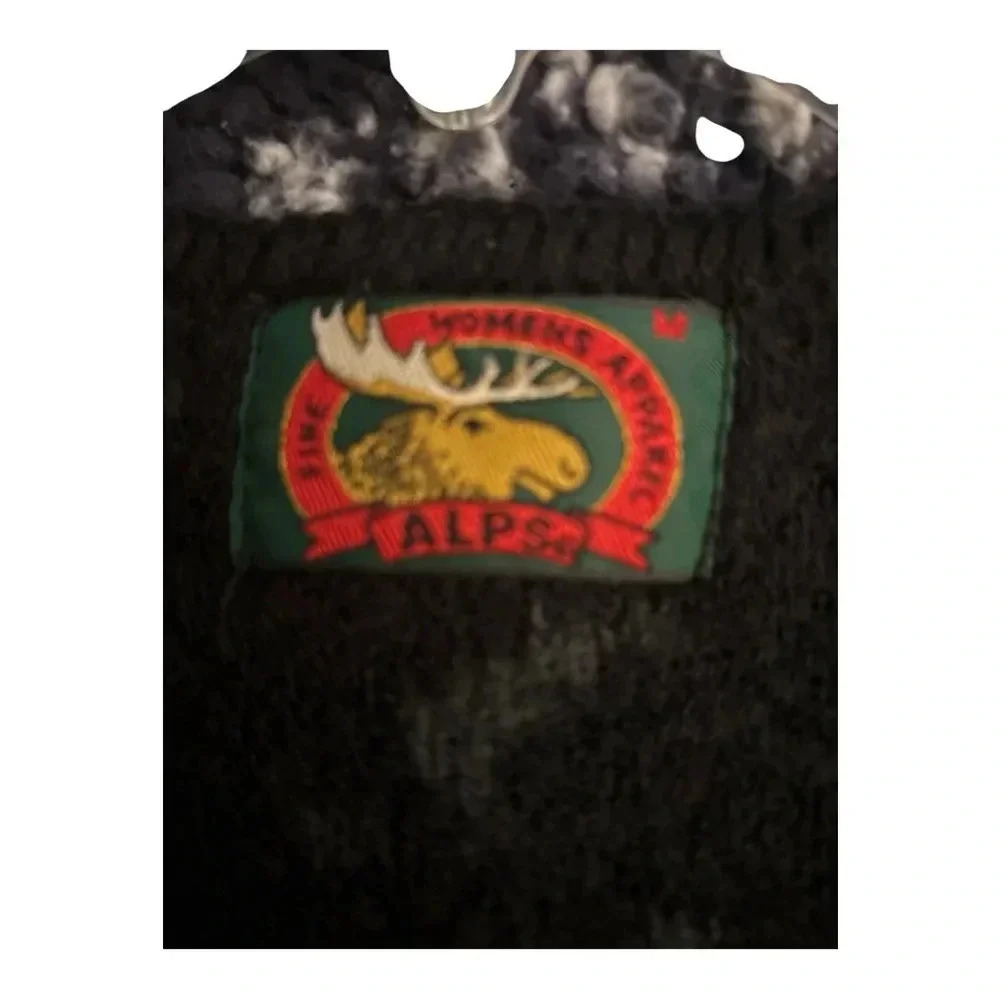 Wool Vest ALPS Vinage Green and Black Patterned Vest w/ Moose Size Med - Picture 3 of 5